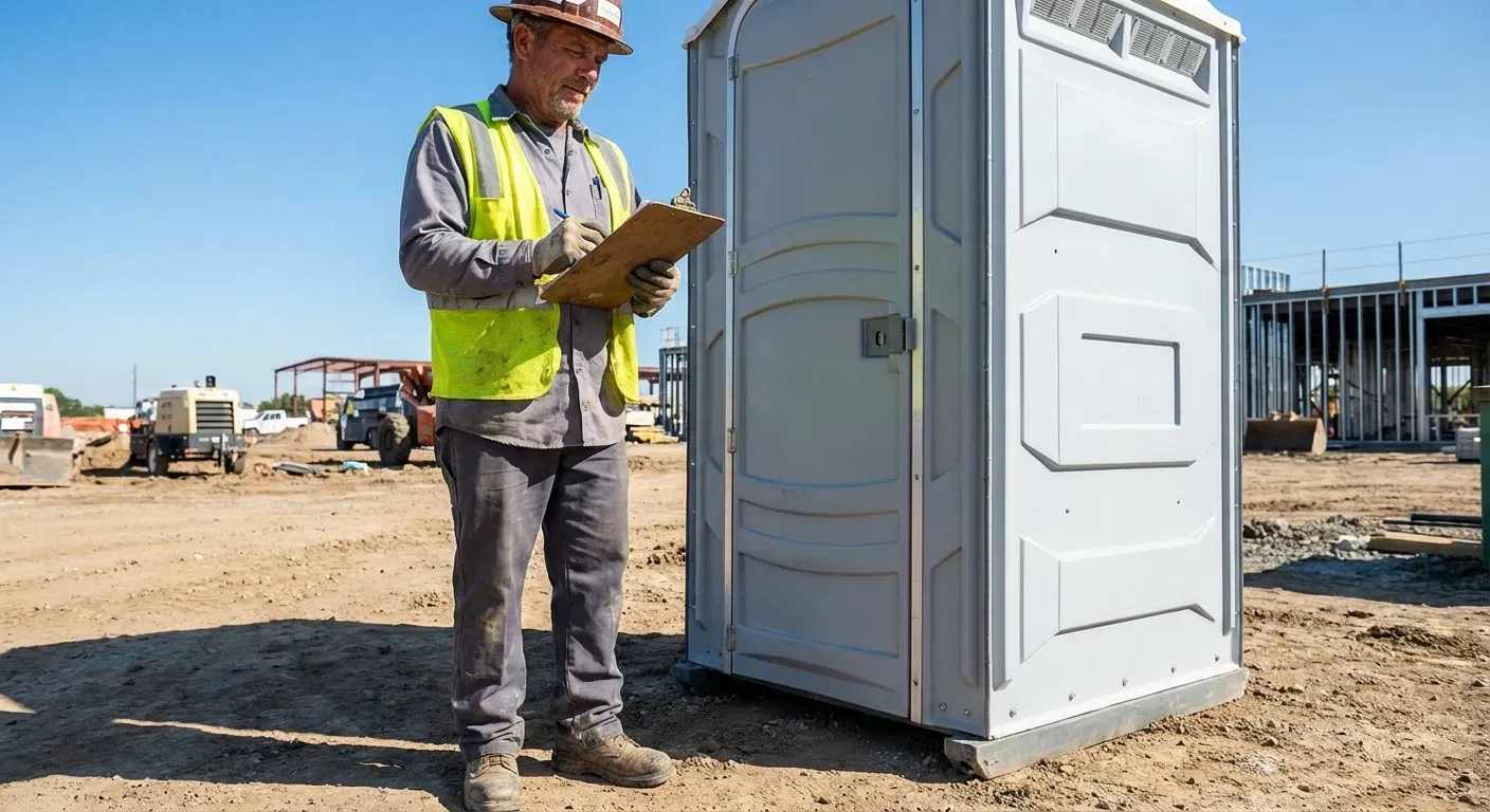 Portable toilet delivery truck ready for service in Bronx, NY